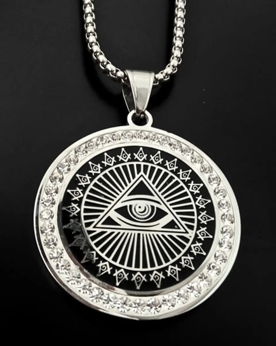 Collar Masón En Acero Para Hombre Dije Ojo De La Providencia 4