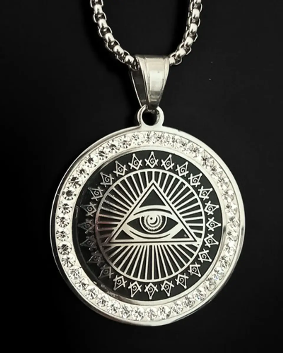 Collar Masón En Acero Para Hombre Dije Ojo De La Providencia 5