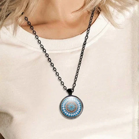 Collar para Hombre y mujer dije Serenidad Mandala Brilla En La Oscuridad