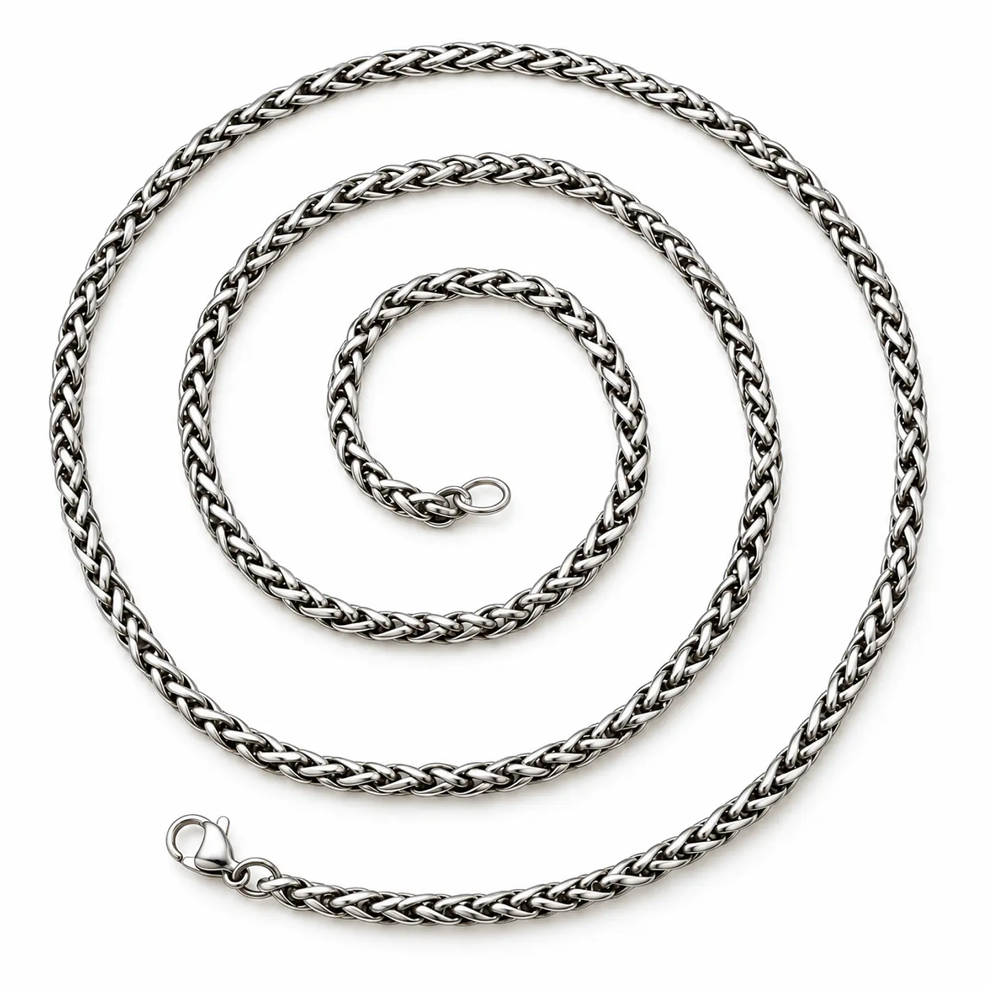 Cadena 3mm Color Plata Acero Inoxidable Para Hombre Y Mujer  1