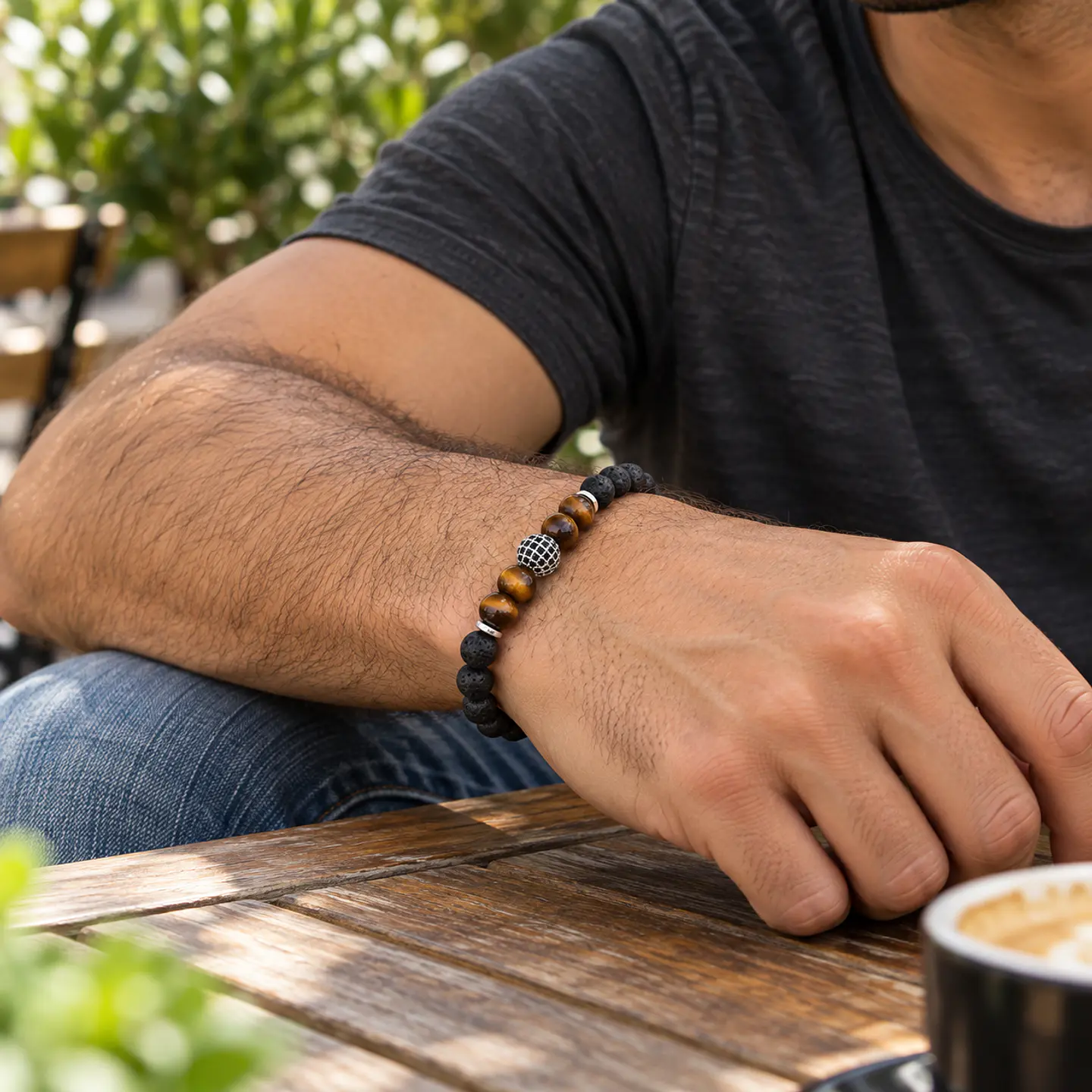 Pulsera para  Hombre Y Mujer Manilla con Piedras Naturales cuenta central Cristal Cz 3