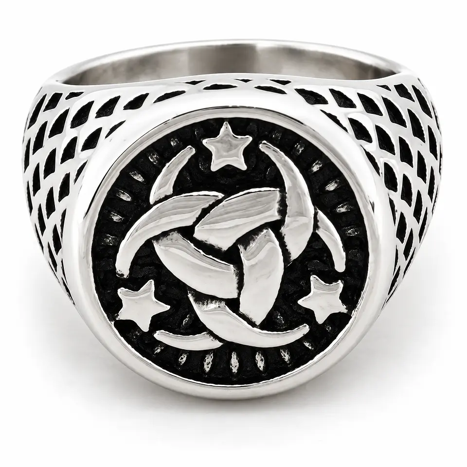 Anillo plateado celta en Acero para hombres Irlandés Triskel 5