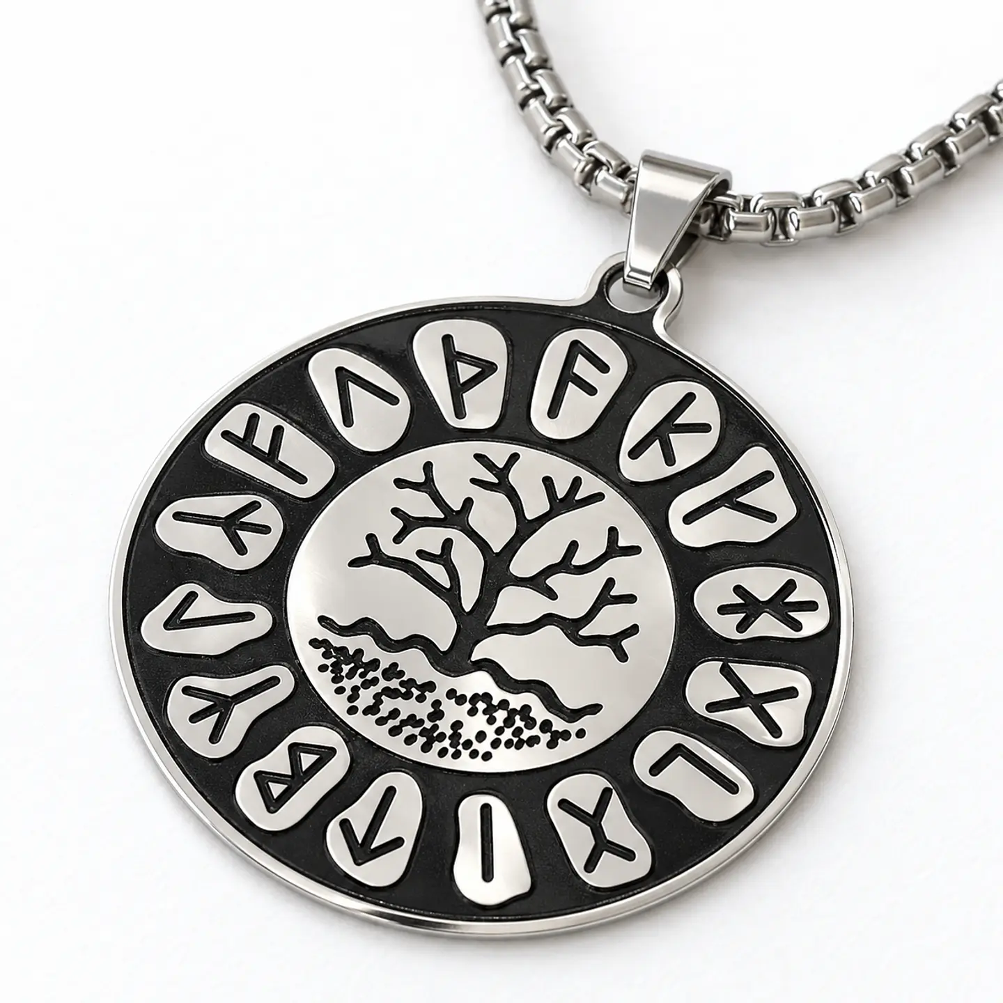 Collar Vikingo Para Hombre y Mujer Dije Árbol De La Vida Runas 1