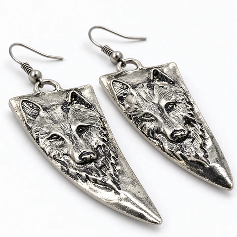 Aretes Pendiente Celtas Colmillo Vikingo Lobo Mujer Hombre