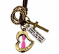 Collar Colgante Cuero Hombre Mujer Corazón Rosa Arena Moda - Miniatura 2