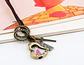 Collar Colgante Cuero Hombre Mujer Corazón Rosa Arena Moda - Miniatura 4