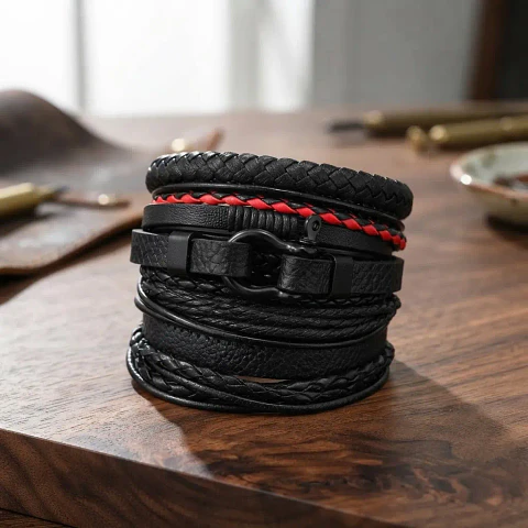 Pack X10 manillas ajustables de cuero Genuino pulseras para hombre 
