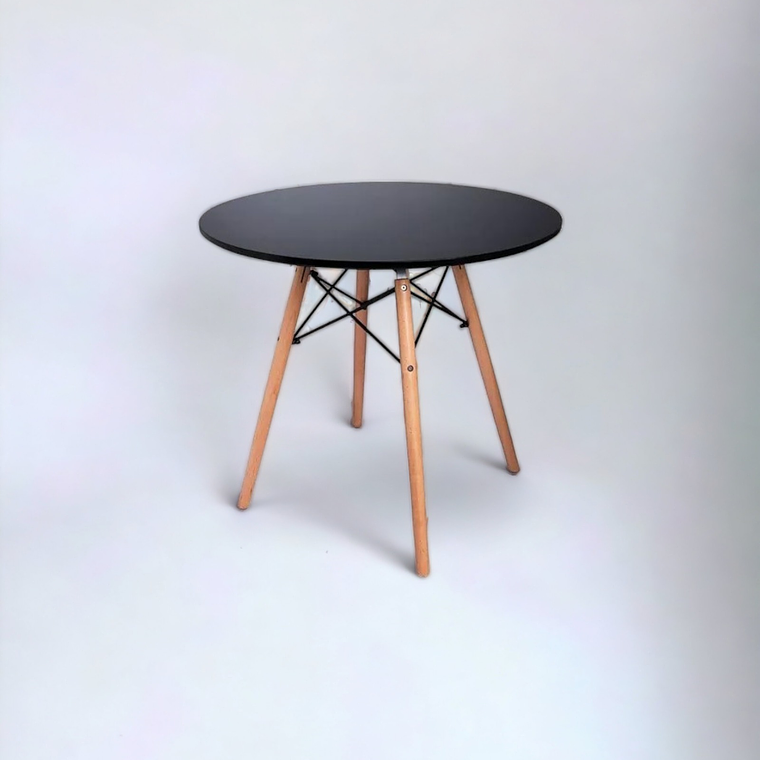 Mesa Redonda Melamina Negra Eames 80 cm 3