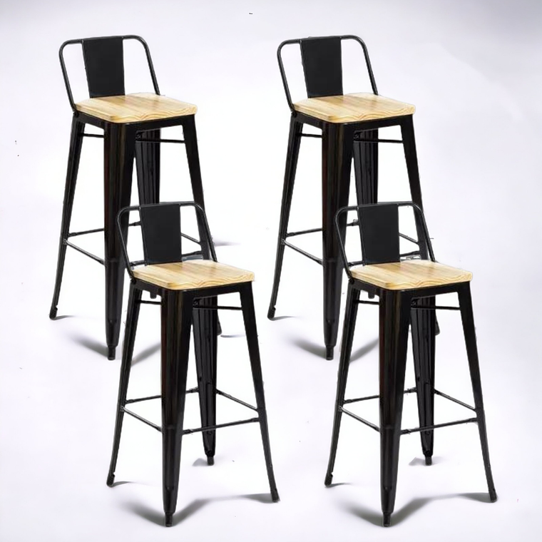 Pack Taburetes Tolix Asiento de Madera 77 cm 4