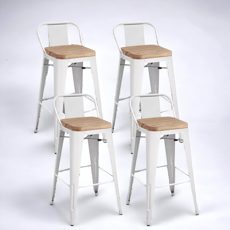 Pack Taburetes Tolix Asiento Madera 66 cm 4