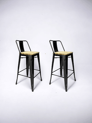 Pack Taburetes Tolix Asiento Madera 66 cm