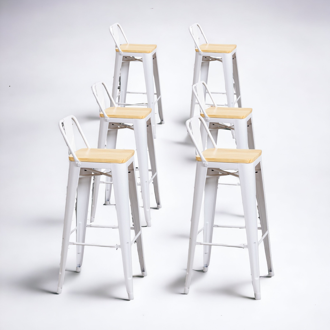 Pack Taburetes Tolix Asiento de Madera 77 cm 5