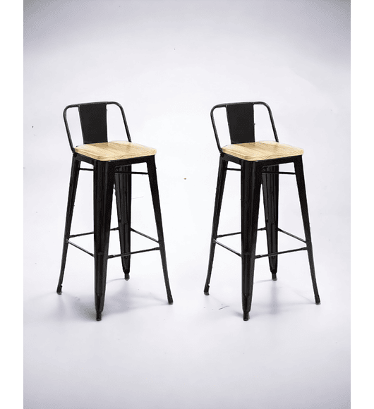 Pack Taburetes Tolix Asiento de Madera 77 cm - Negro