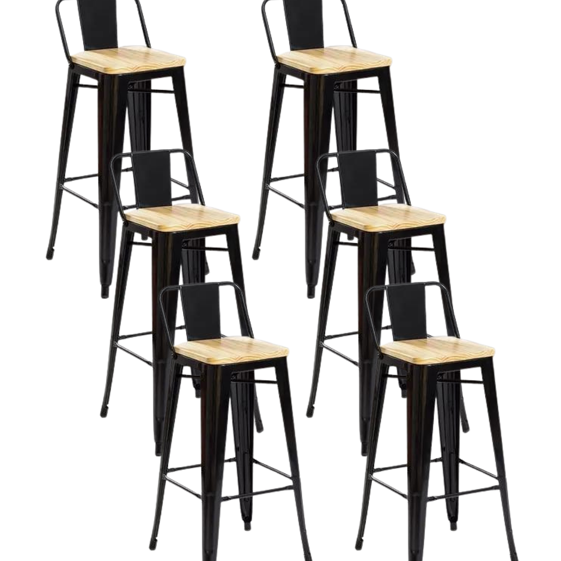 Pack Taburetes Tolix Asiento de Madera 77 cm 6