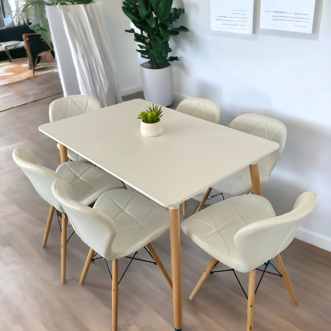 Comedor Mesa Rectangular Melamina 120x80 cm + Sillas Radar 2