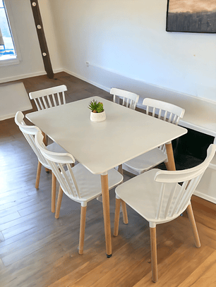 Comedor Mesa Rectangular Melamina 120x80 cm + Silla Windsor