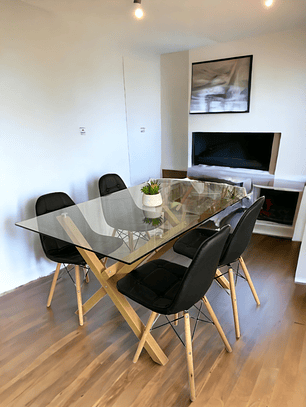 Comedor Mesa Rectangular Vidrio Elite 140x90 cm +  Sillas Buckle