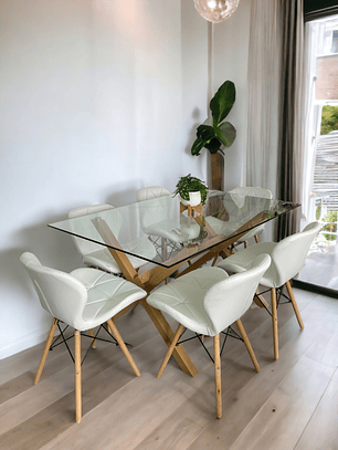 Comedor Mesa Rectangular Vidrio Elite 140x90 cm + Sillas Radar