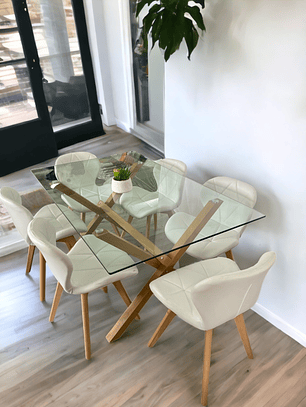 Comedor Mesa Rectangular Vidrio Elite 140x90 + Sillas Radar Fiori