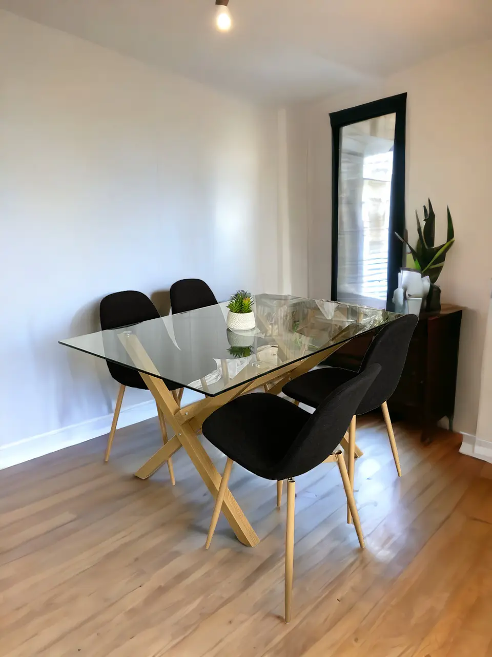 Comedor Rectangular Vidrio Elite con Sillas Scoop 6