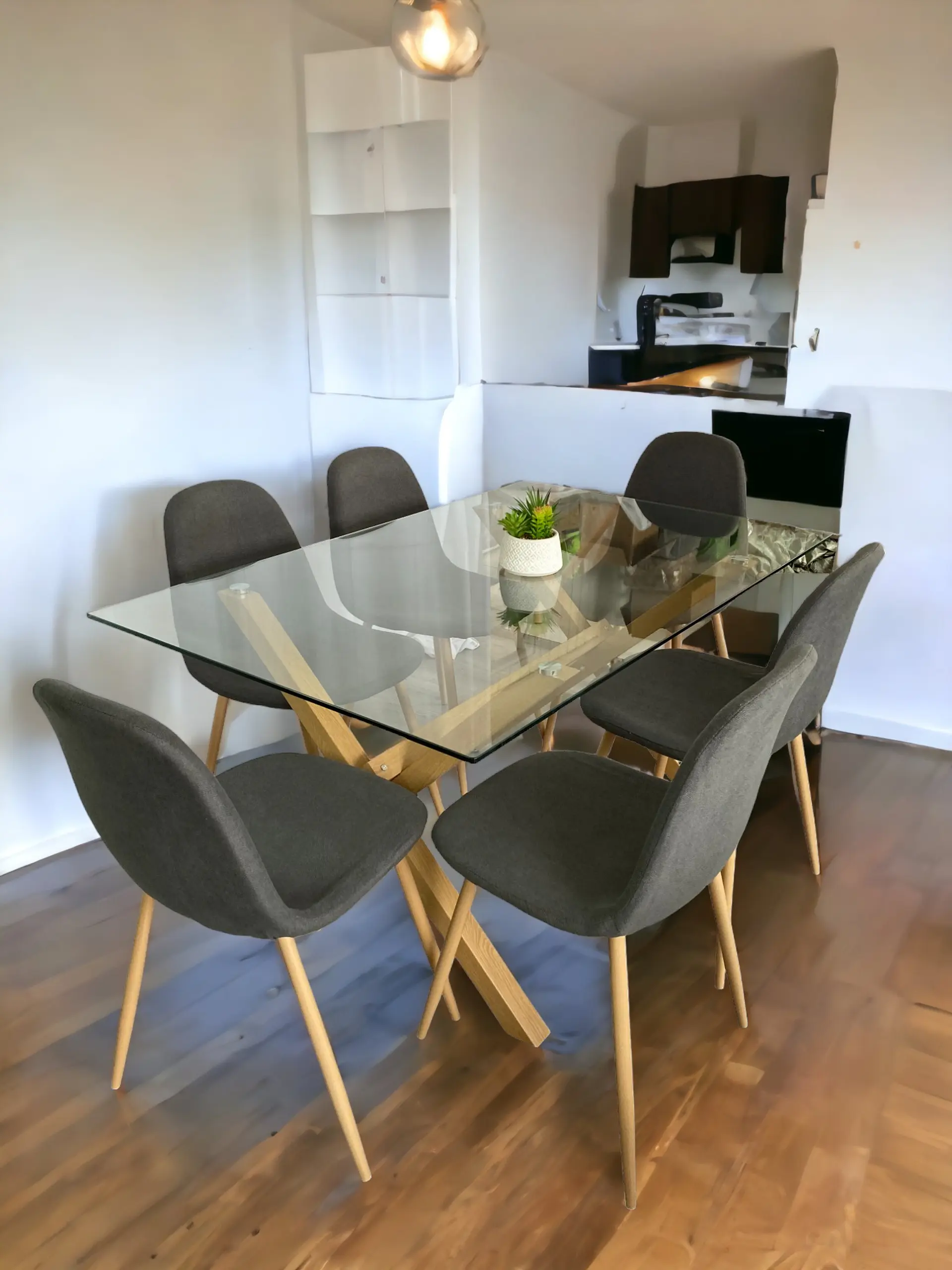 Comedor Rectangular Vidrio Elite con Sillas Scoop 5