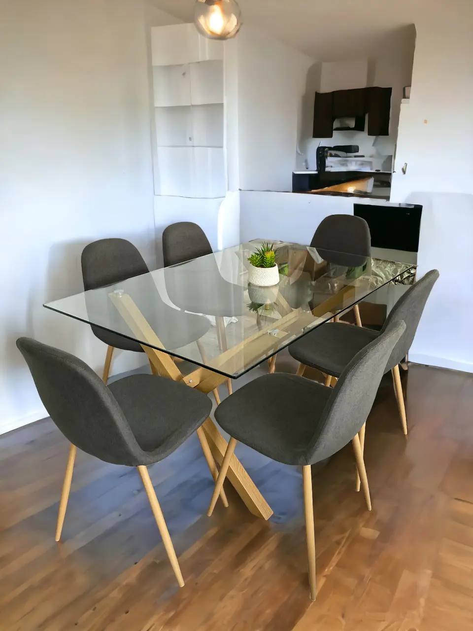 Comedor Rectangular Vidrio Elite con Sillas Scoop 5
