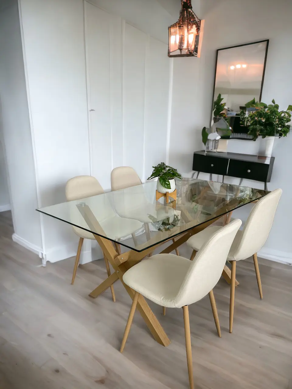 Comedor Rectangular Vidrio Elite con Sillas Scoop 2