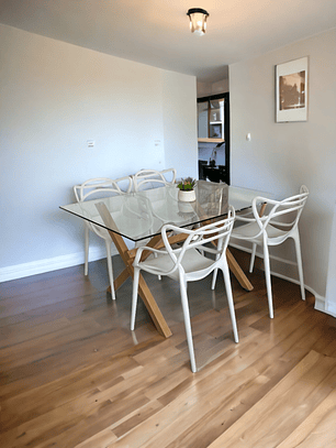 Comedor Mesa Rectangular de Vidrio Elite 140x90 cm + Sillas Master