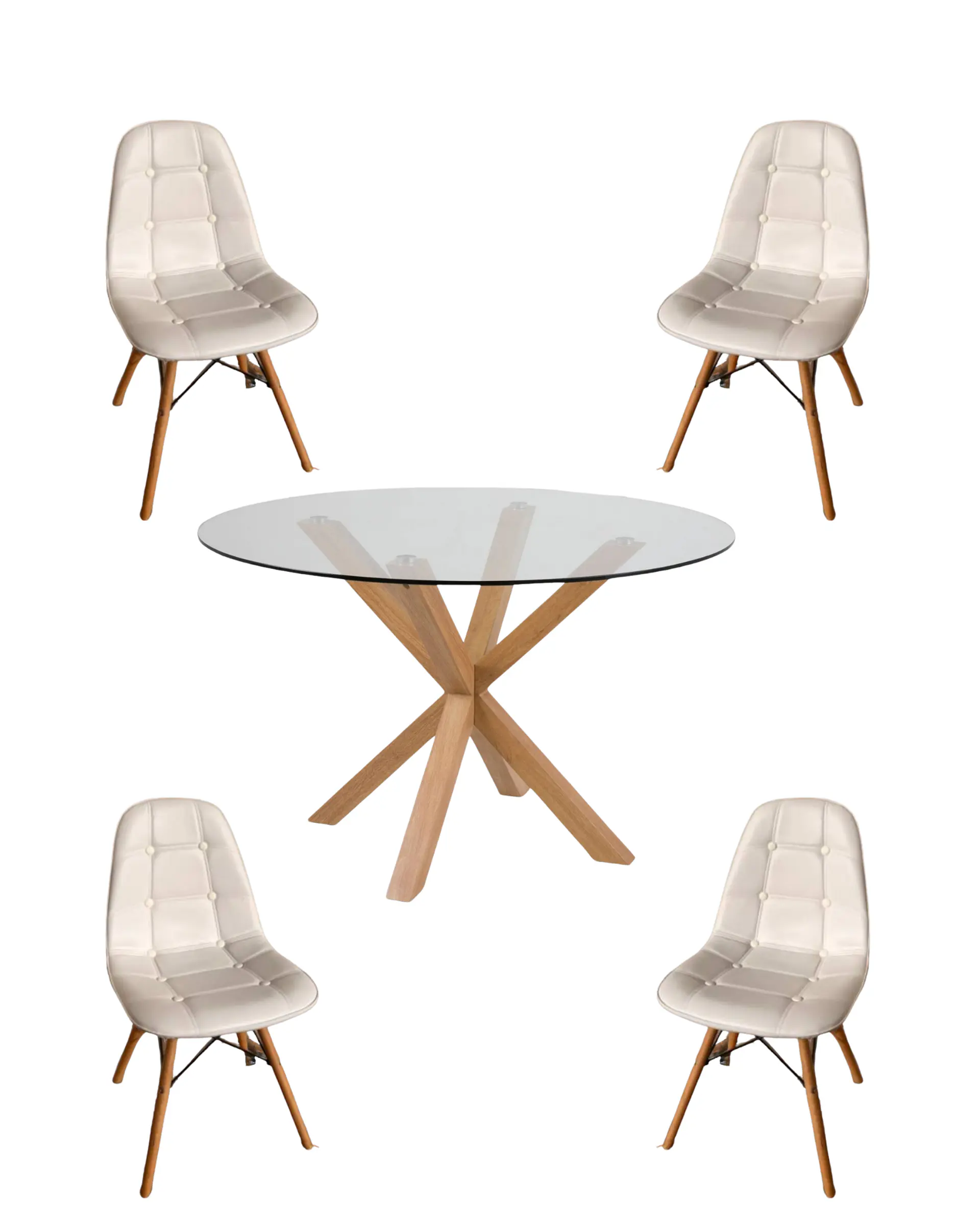 Comedor Redondo Vidrio Madrid con Sillas Buckle 3