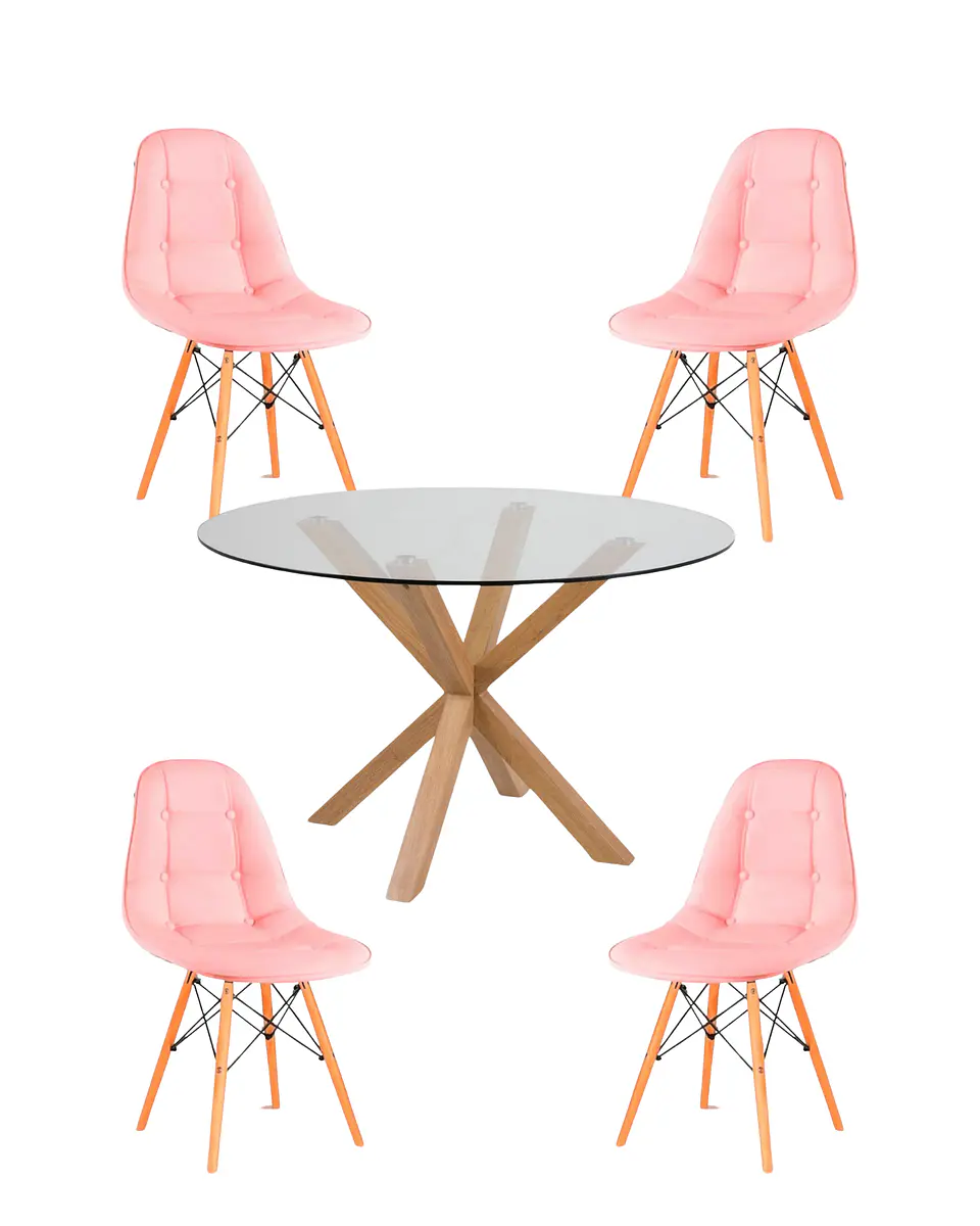 Comedor Redondo Vidrio Madrid con Sillas Buckle 5