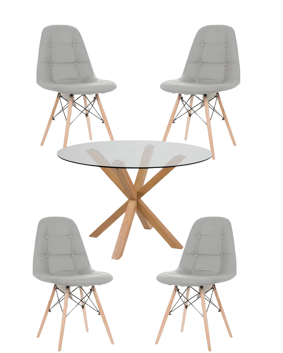 Comedor Redondo Vidrio Madrid con Sillas Buckle 7