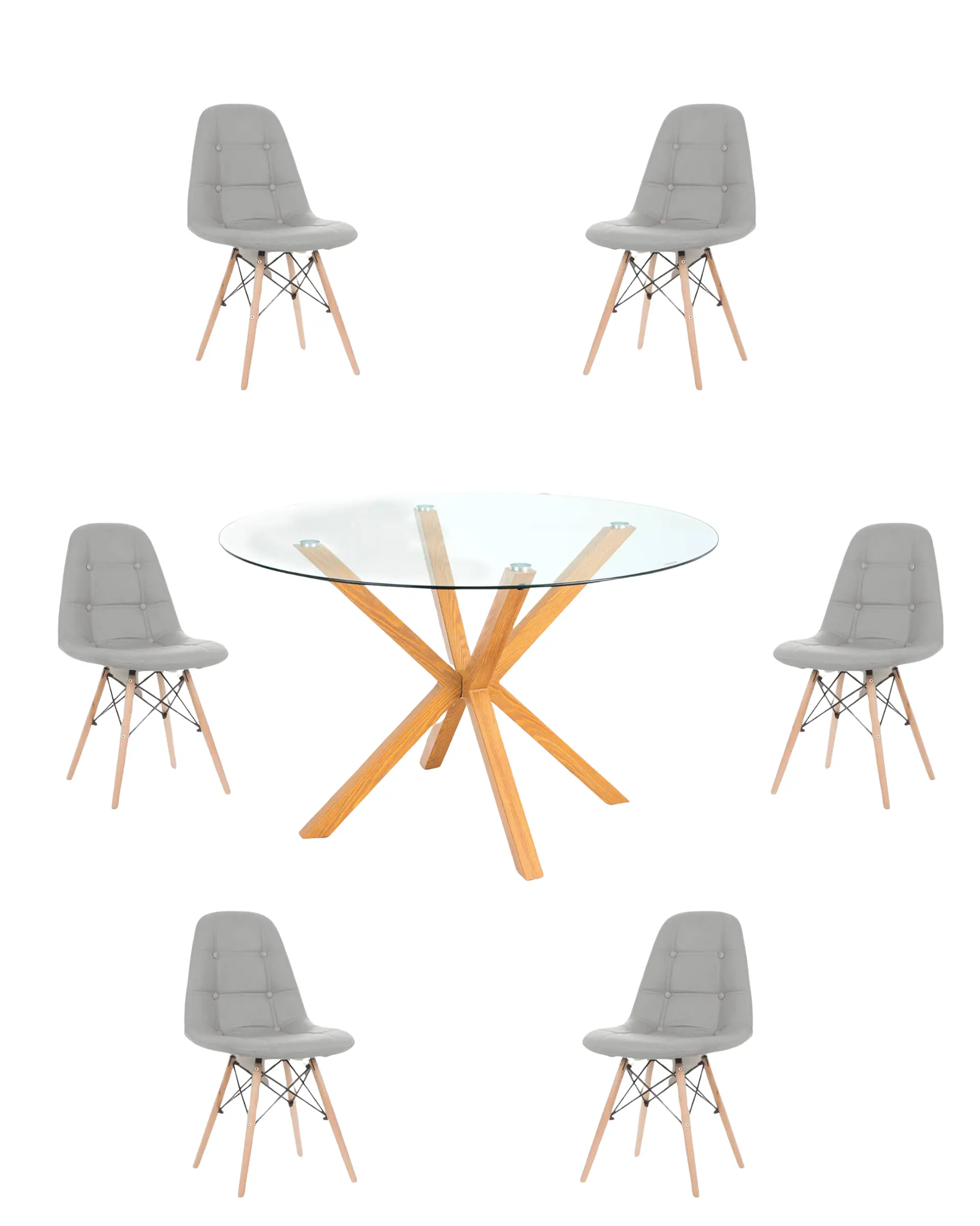 Comedor Redondo Vidrio Madrid con Sillas Buckle 8