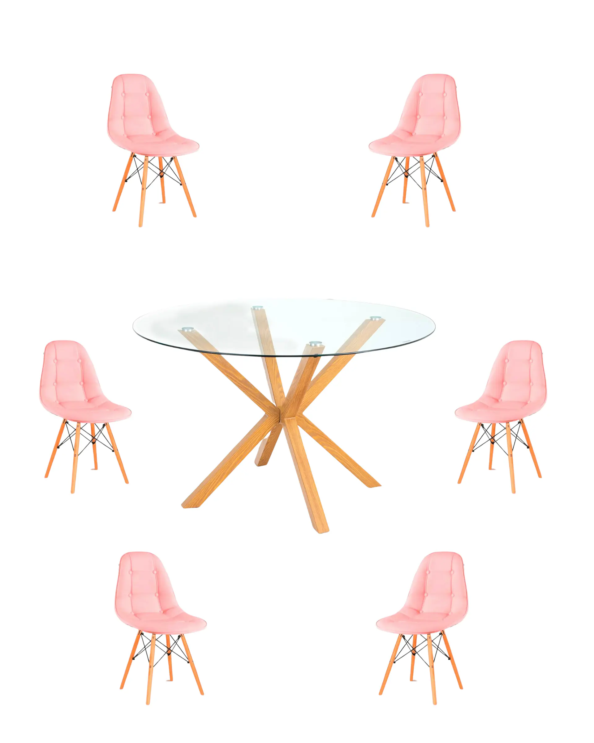 Comedor Redondo Vidrio Madrid con Sillas Buckle 6