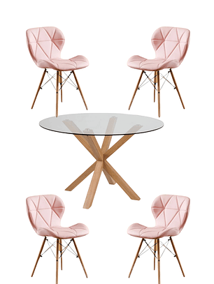 Comedor Mesa Redonda Vidrio Madrid + Sillas Radar