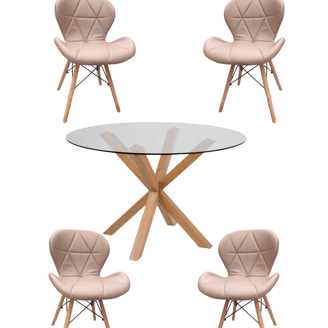 Comedor Mesa Redonda Vidrio Madrid + Sillas Radar 8