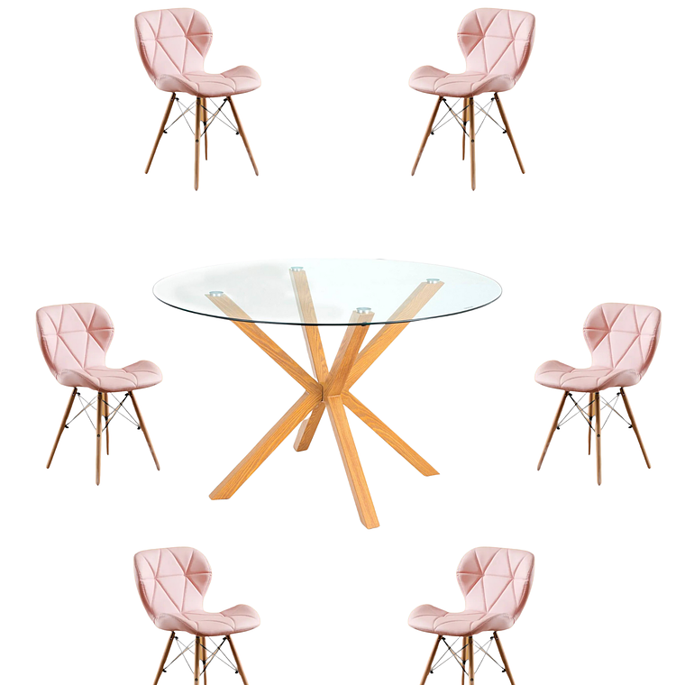 Comedor Mesa Redonda Vidrio Madrid + Sillas Radar 3