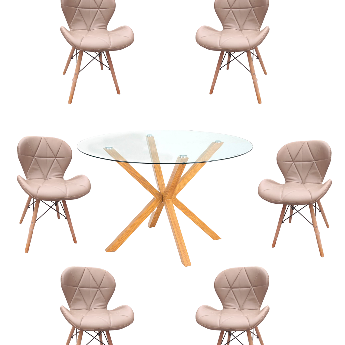 Comedor Mesa Redonda Vidrio Madrid + Sillas Radar 9