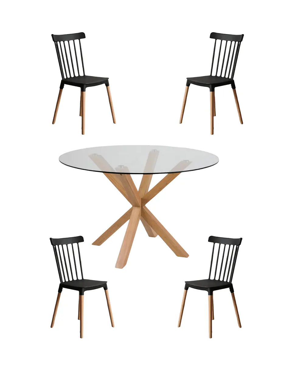Comedor Redondo Vidrio Madrid con Sillas Windsor  5