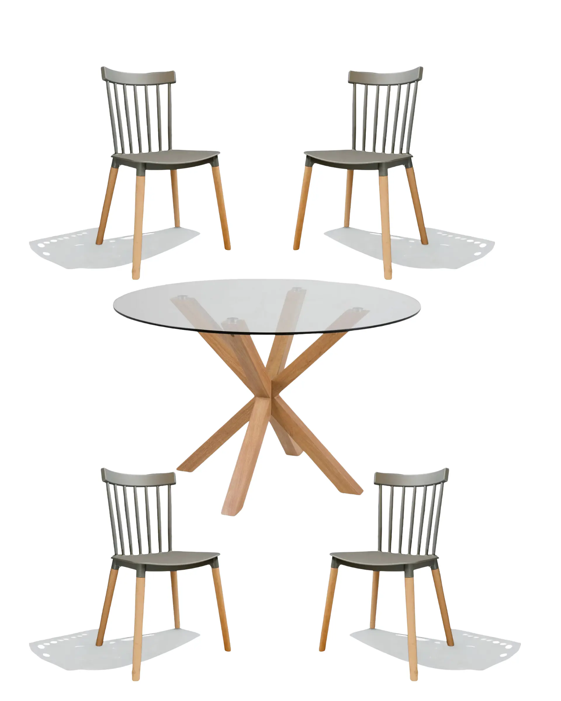 Comedor Redondo Vidrio Madrid con Sillas Windsor  8