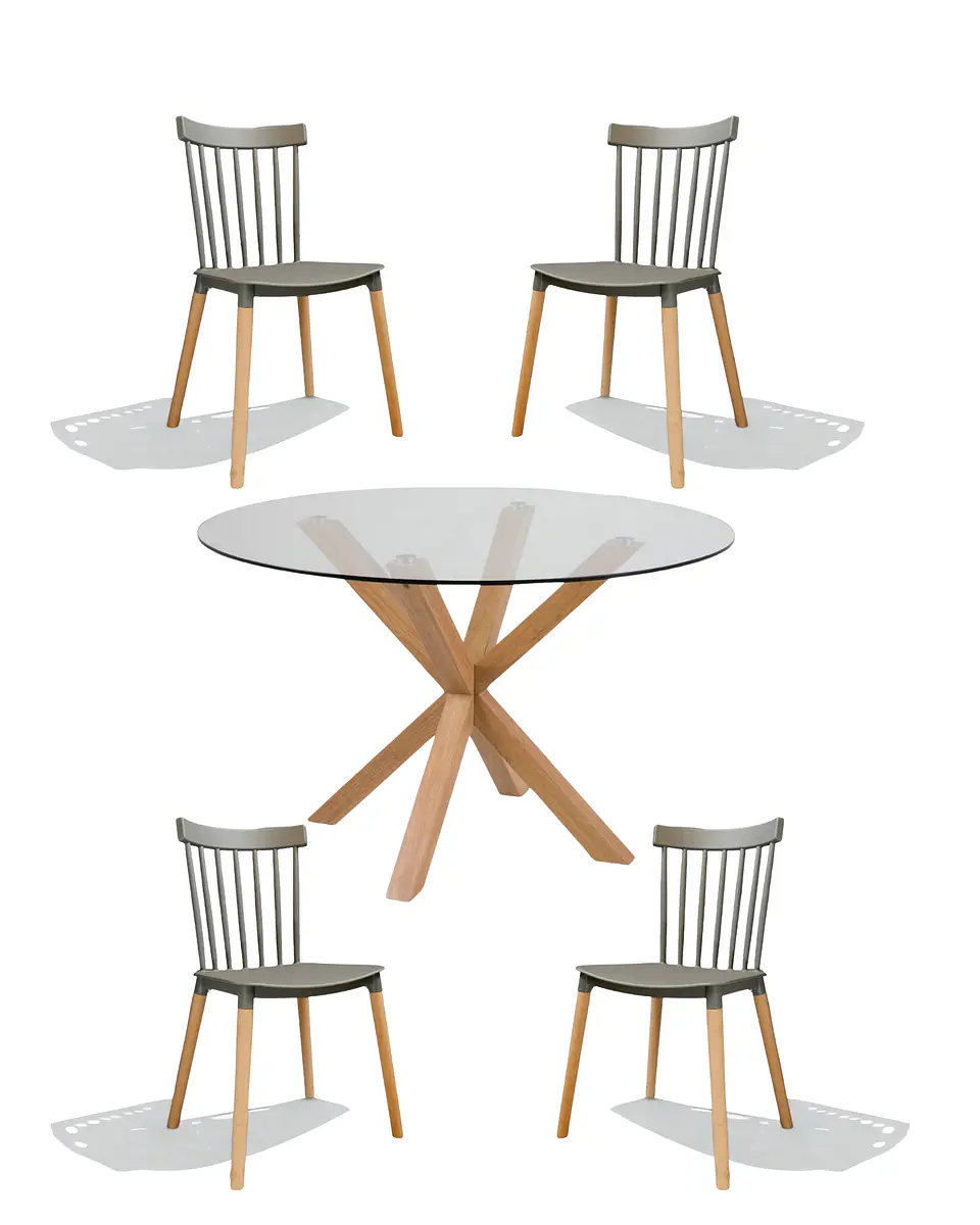 Comedor Redondo Vidrio Madrid con Sillas Windsor  8