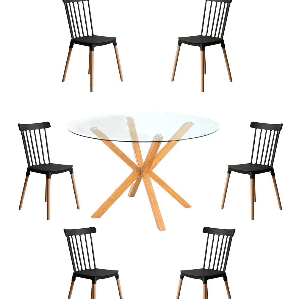 Comedor Redondo Vidrio 4 ó 6 Sillas Windsor – Mesa Madrid 6