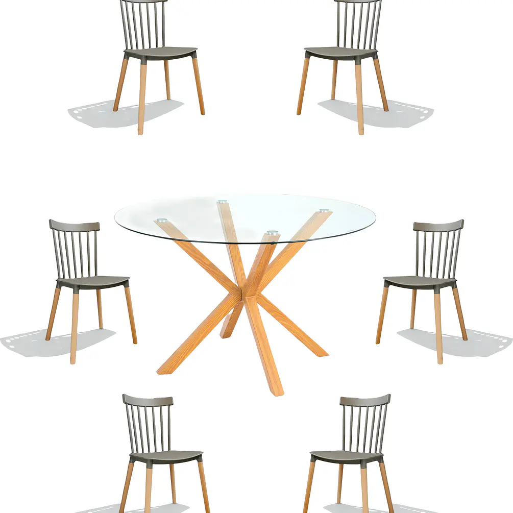 Comedor Redondo Vidrio 4 ó 6 Sillas Windsor – Mesa Madrid 10
