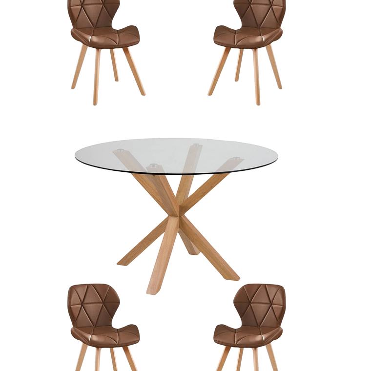 Comedor Mesa Redonda Vidrio Madrid + Sillas Radar Fiori 4