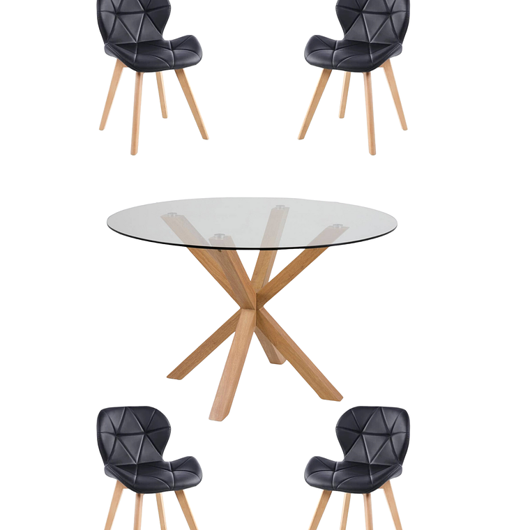 Comedor Mesa Redonda Vidrio Madrid + Sillas Radar Fiori 5