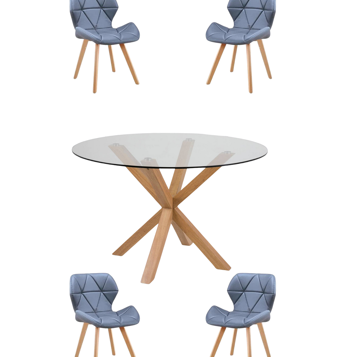 Comedor Mesa Redonda Vidrio Madrid + Sillas Radar Fiori 6