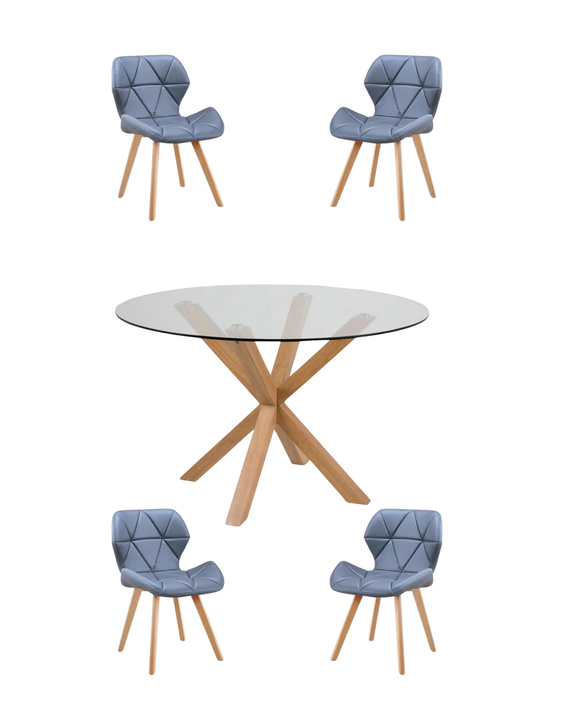 Comedor Redondo Vidrio Madrid con Sillas Radar Fiori  5