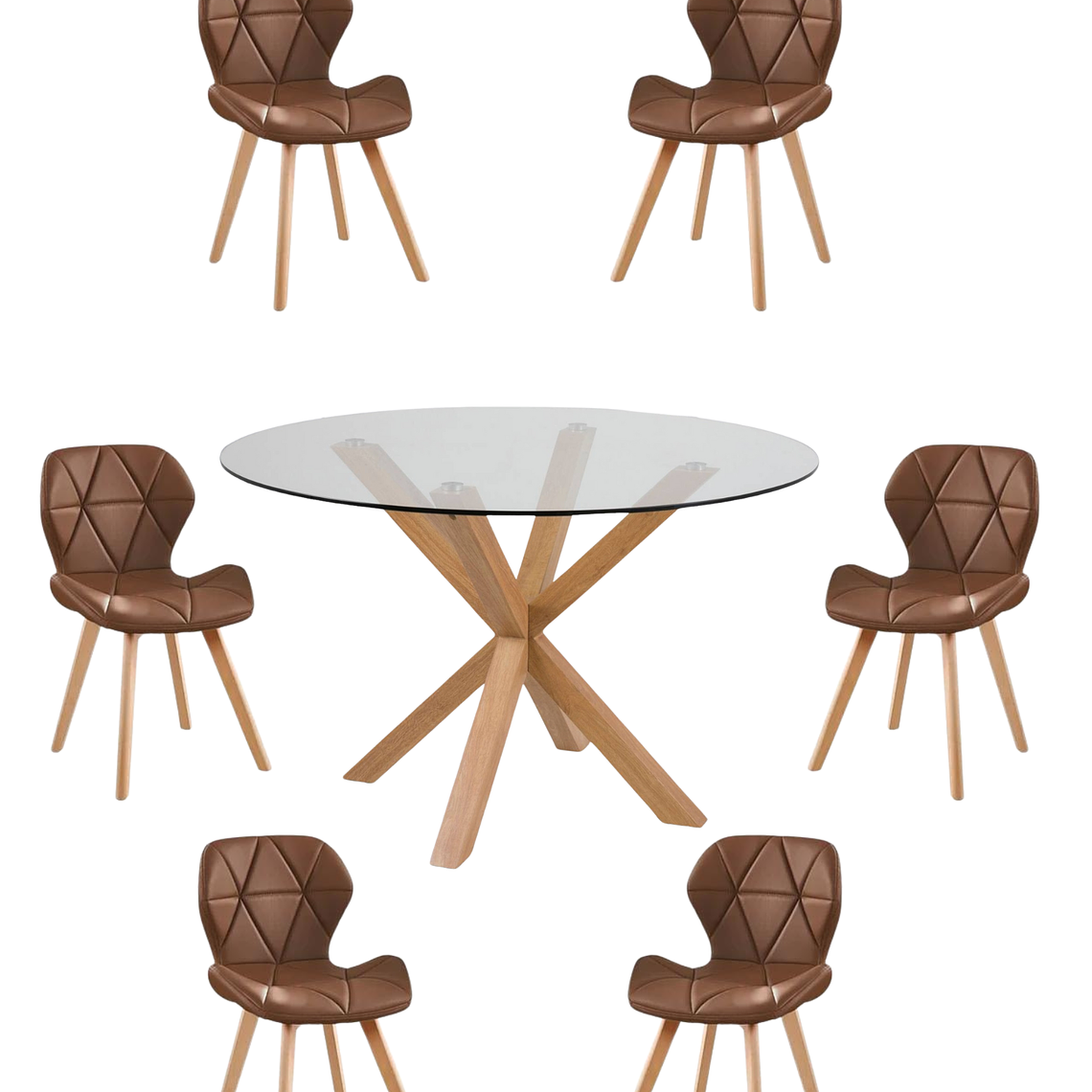 Comedor Mesa Redonda Vidrio Madrid + Sillas Radar Fiori 7