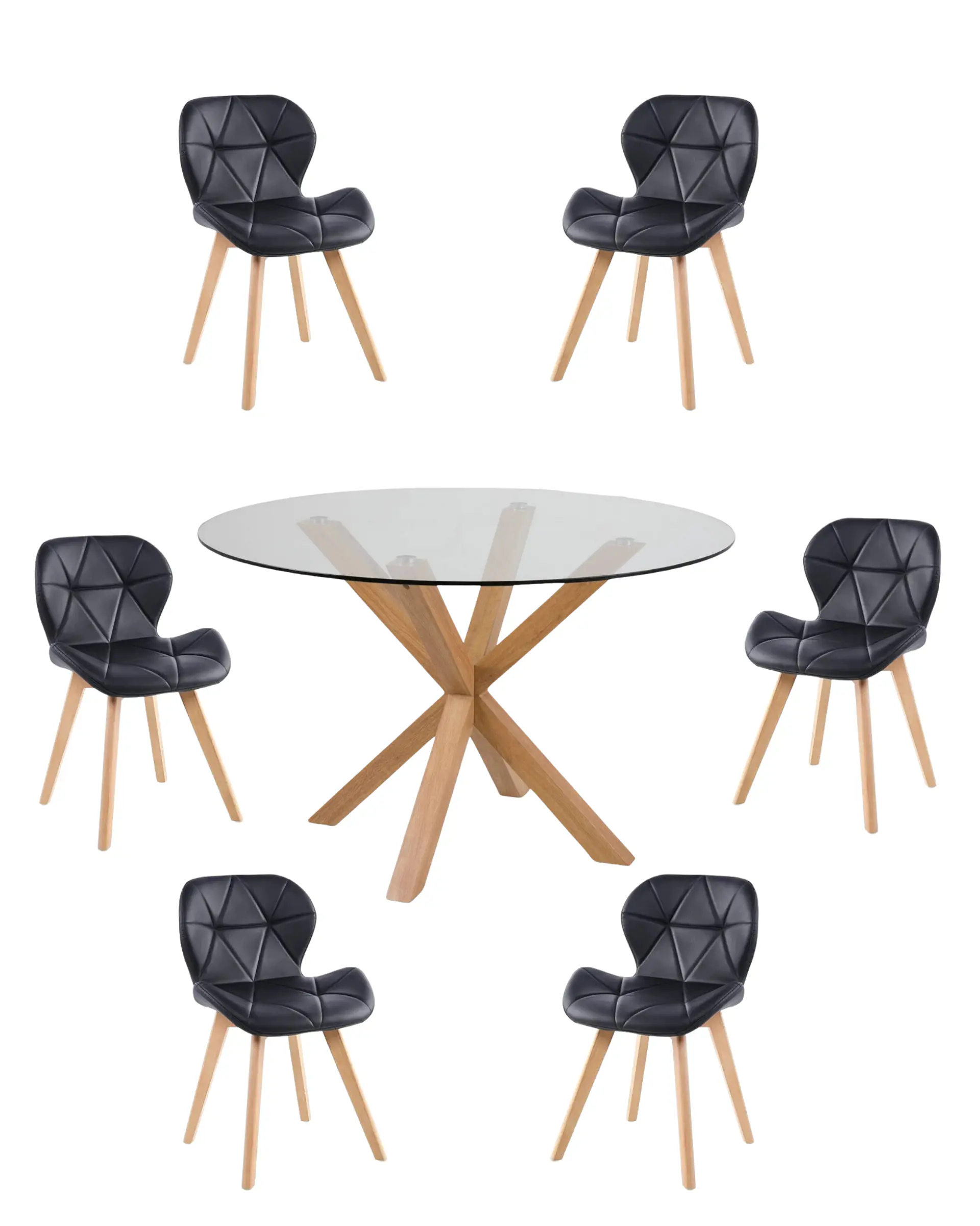 Comedor Redondo Vidrio Madrid con Sillas Radar Fiori  6