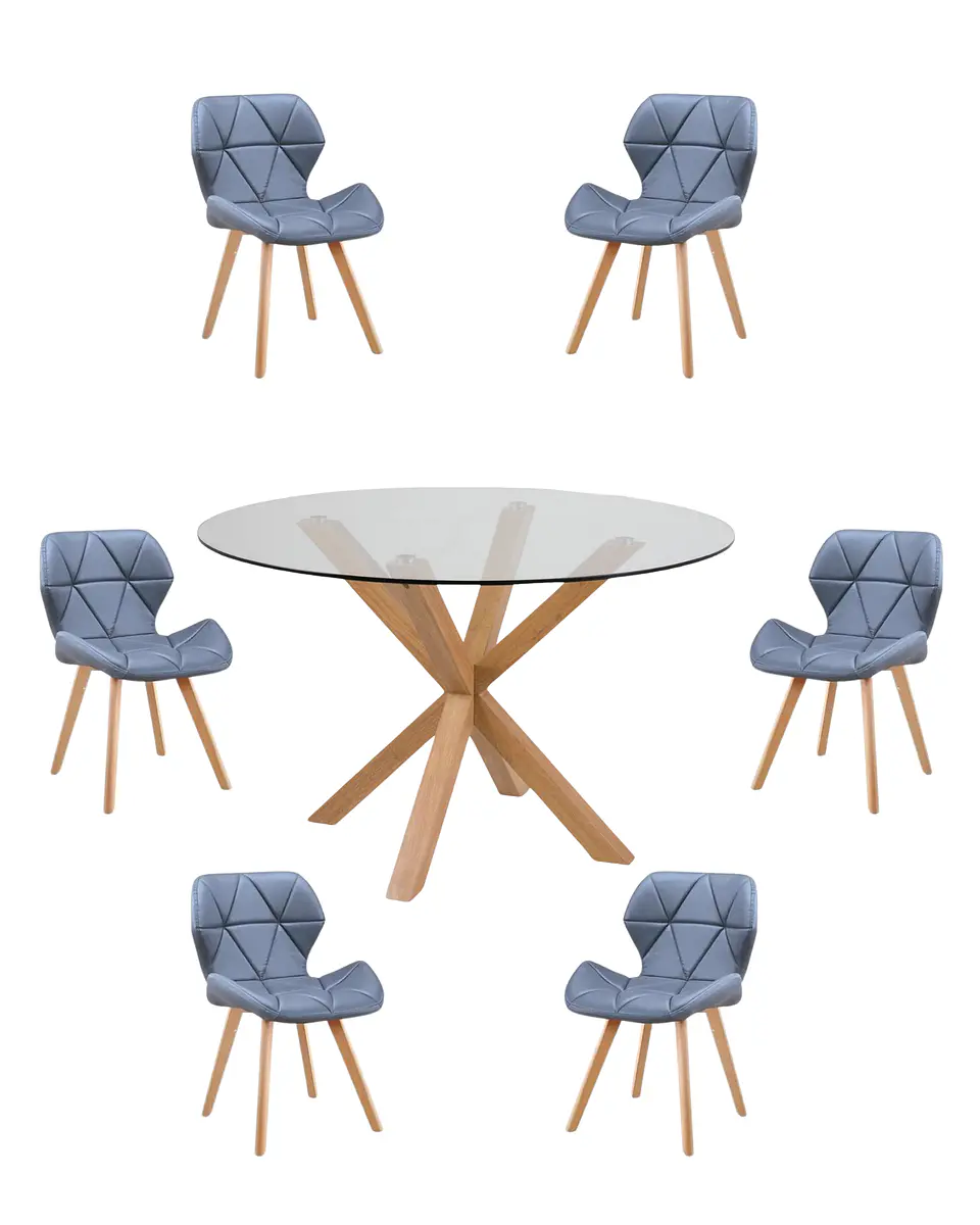 Comedor Redondo Vidrio Madrid con Sillas Radar Fiori  7