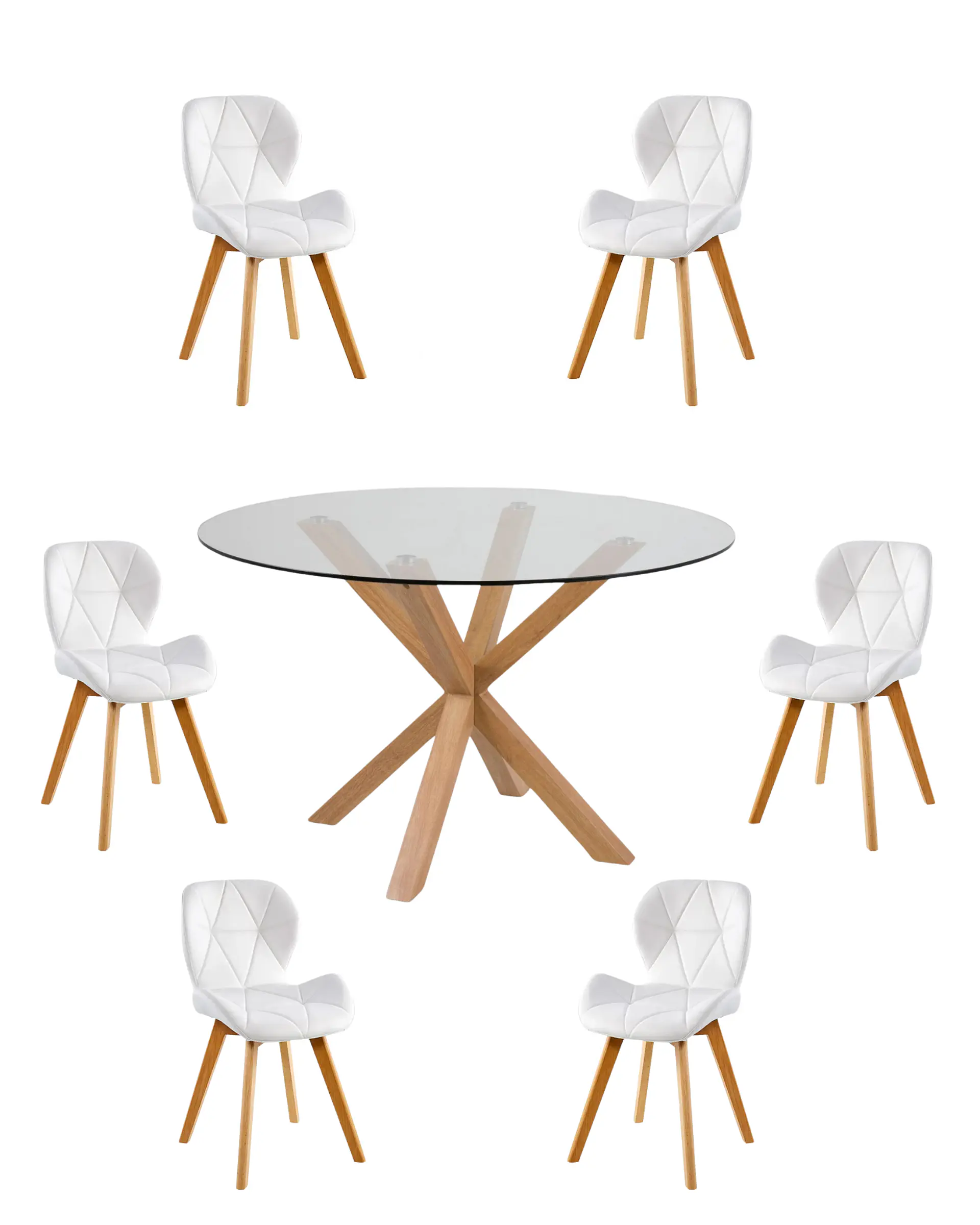 Comedor Redondo Vidrio Madrid con Sillas Radar Fiori  8
